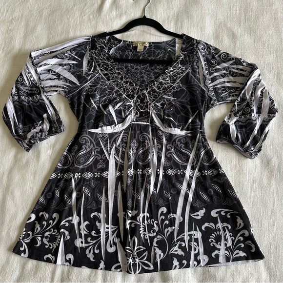 Energie Tops - Energie Y2K Babydoll Womens Tunic Top Size S Whimsigoth Boho Fairy Grunge Witchy